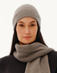 Women's 100% Pure Cashmere Ribbed Cuff Beanie