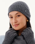 Women's 100% Pure Cashmere Ribbed Cuff Beanie