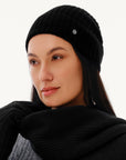 Women's 100% Pure Cashmere Ribbed Cuff Beanie