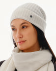Women's 100% Pure Cashmere Ribbed Cuff Beanie
