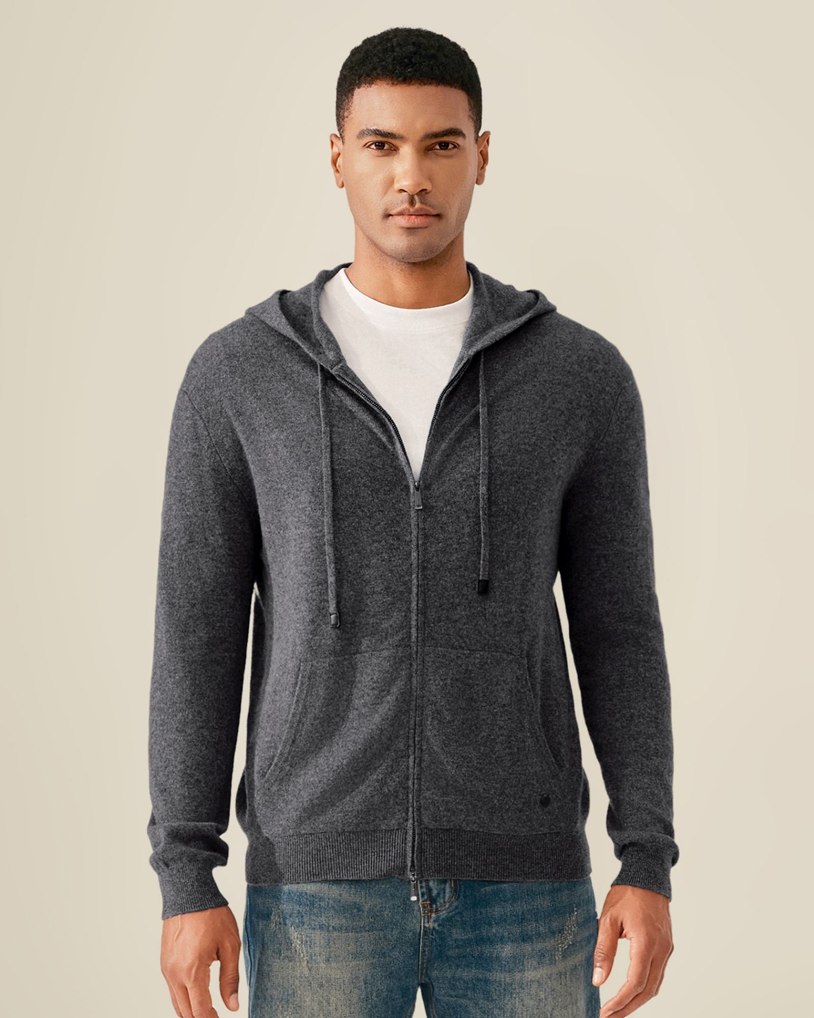 Men's 100% Pure Cashmere Zip Up Hoodie