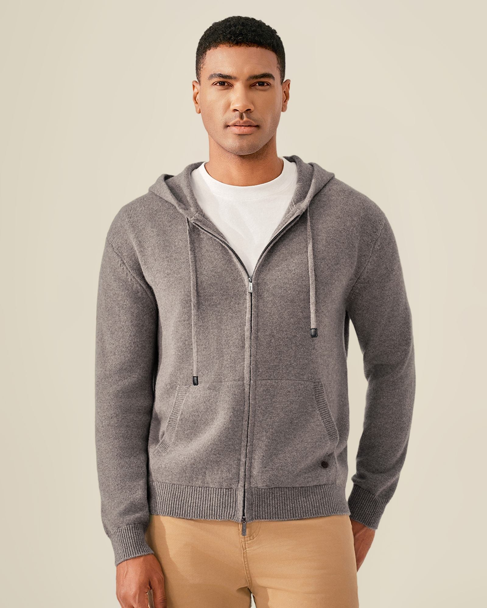 Men's 100% Pure Cashmere Zip Up Hoodie