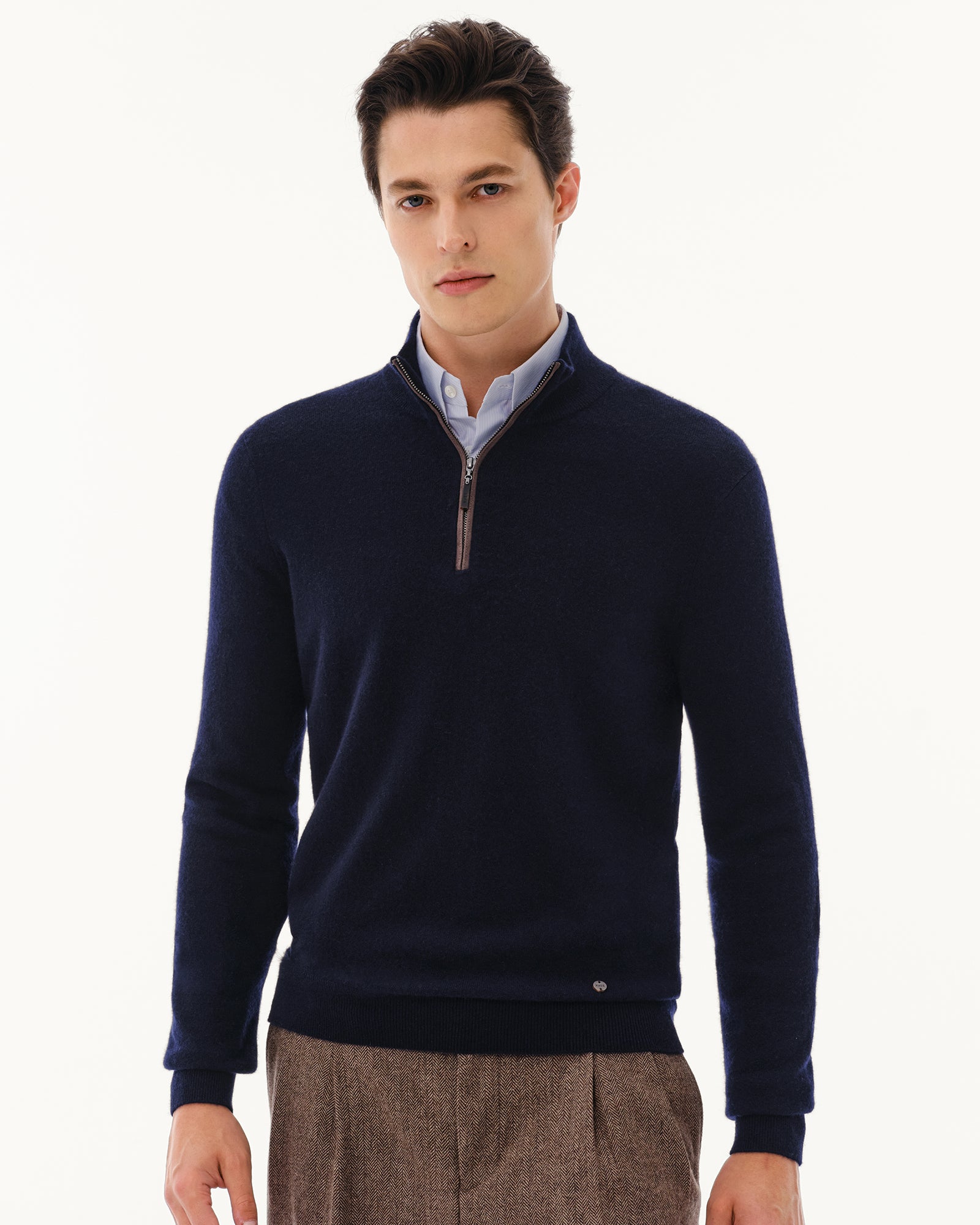 Men's 100% Pure Cashmere Quarter Zip Pullover