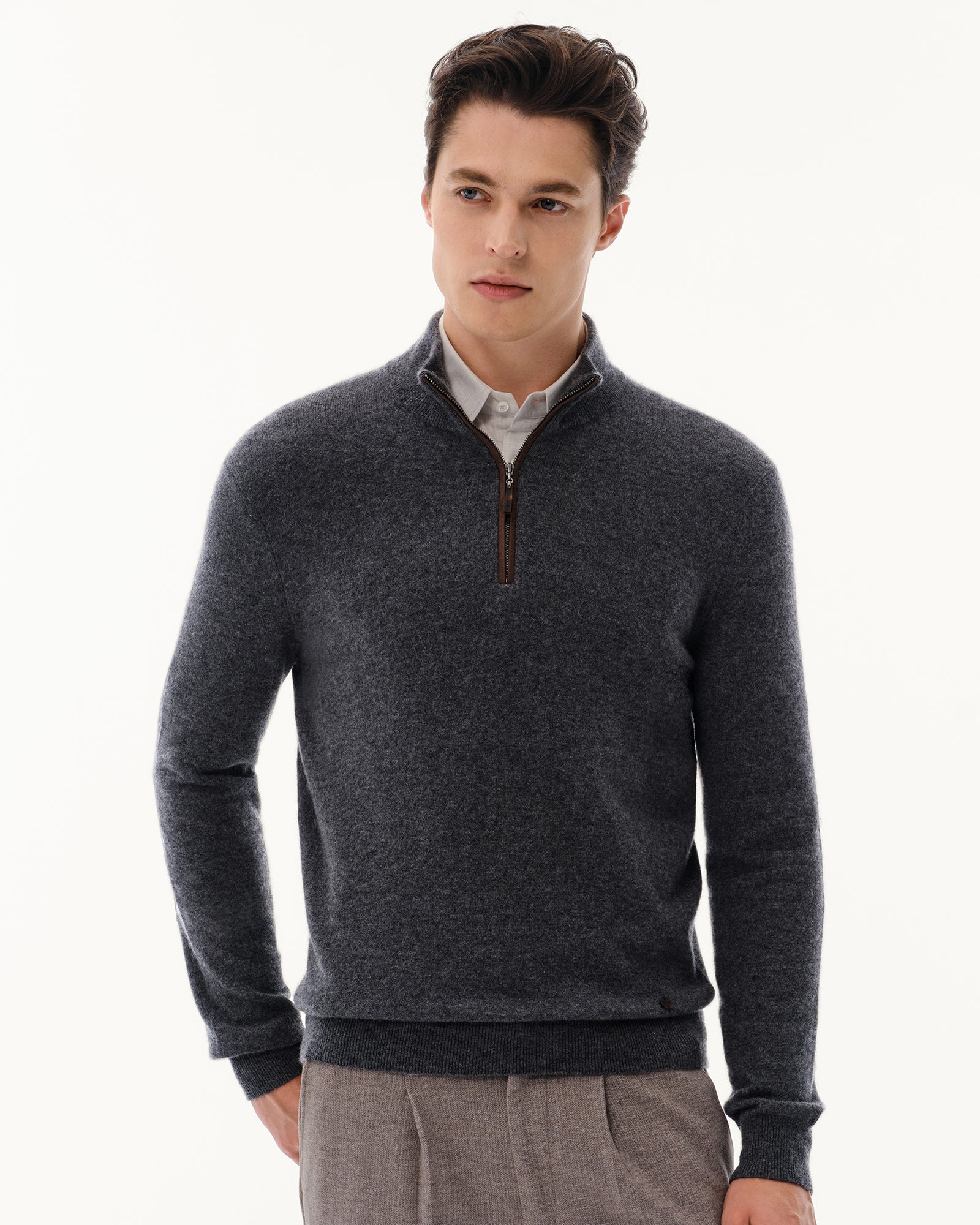 Men's 100% Pure Cashmere Quarter Zip Pullover