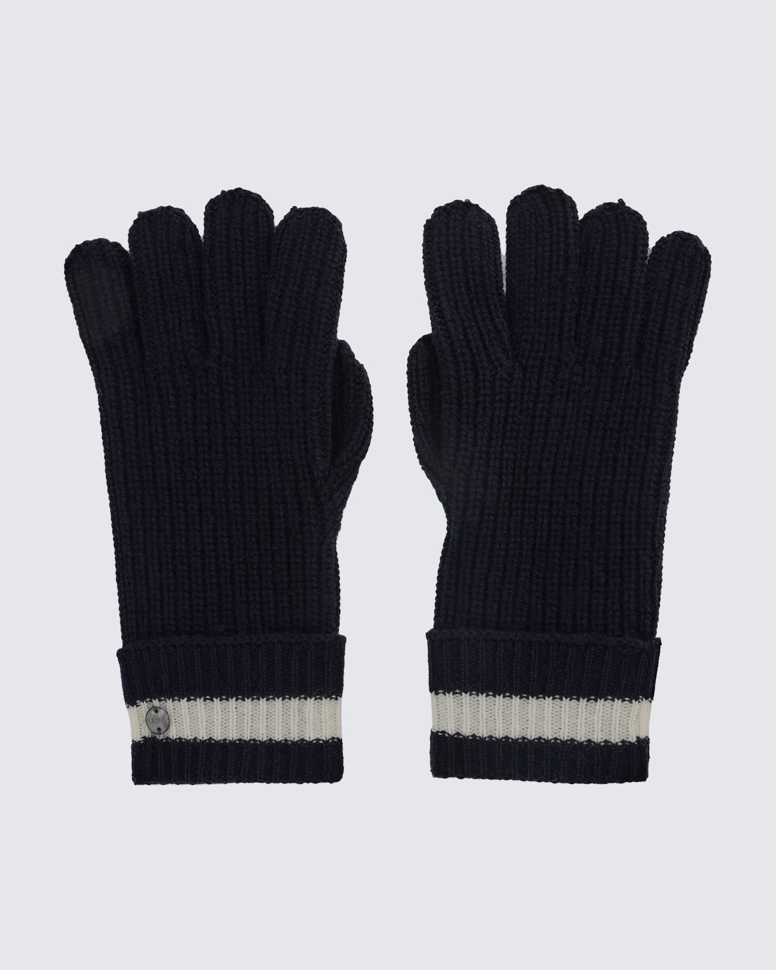 Wool-Cashmere Striped Ribbed Gloves