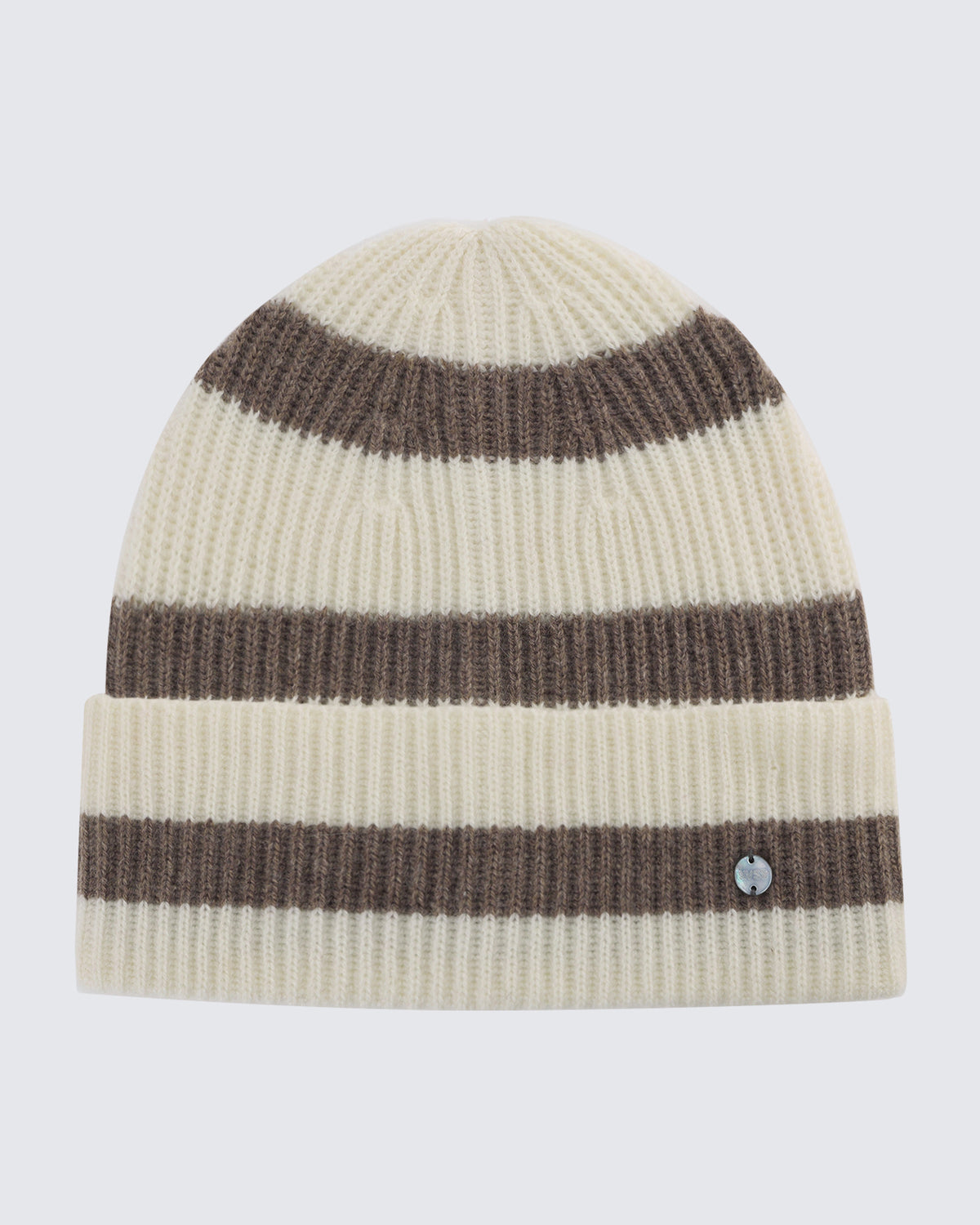 Wool-Cashmere Striped Ribbed Beanie