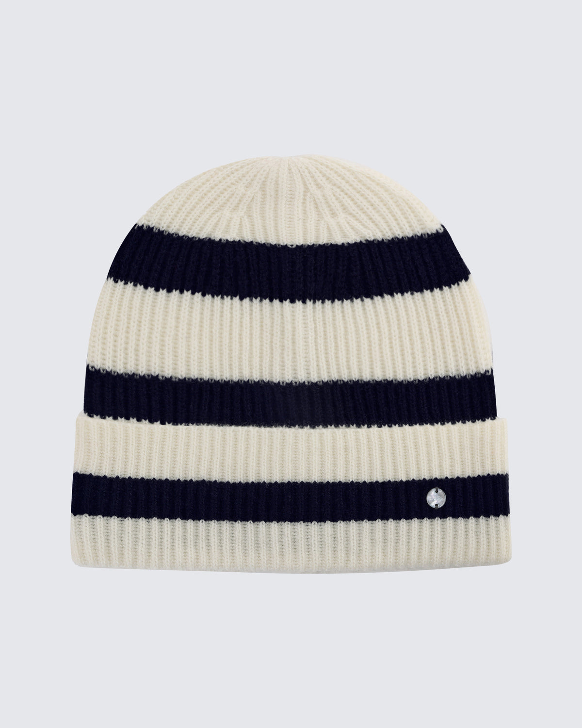 Wool-Cashmere Striped Ribbed Beanie