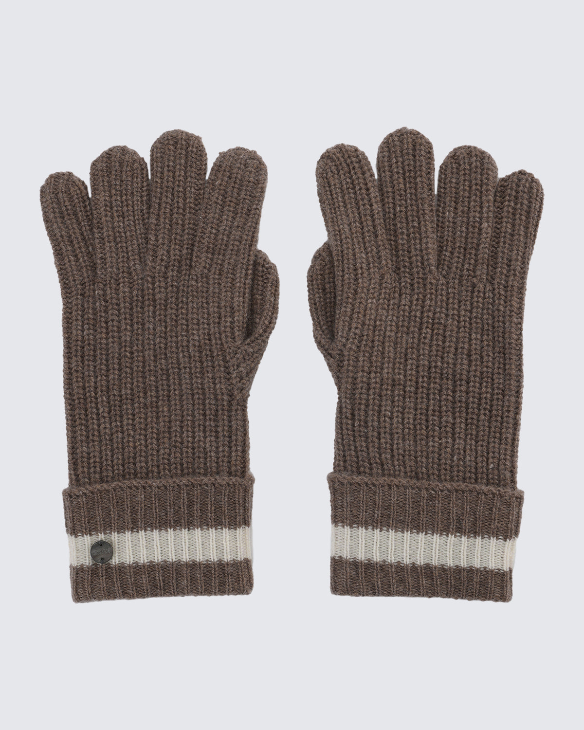 Wool-Cashmere Striped Ribbed Gloves