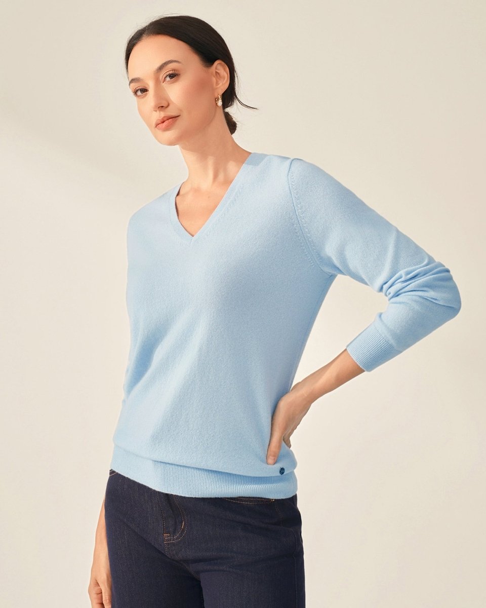 100% Cashmere Classic V - Neck Sweater