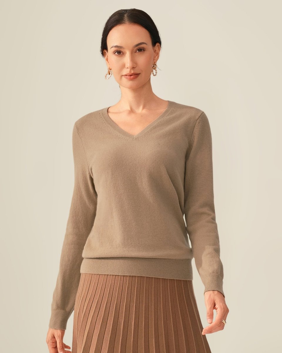 100% Cashmere Classic V - Neck Sweater