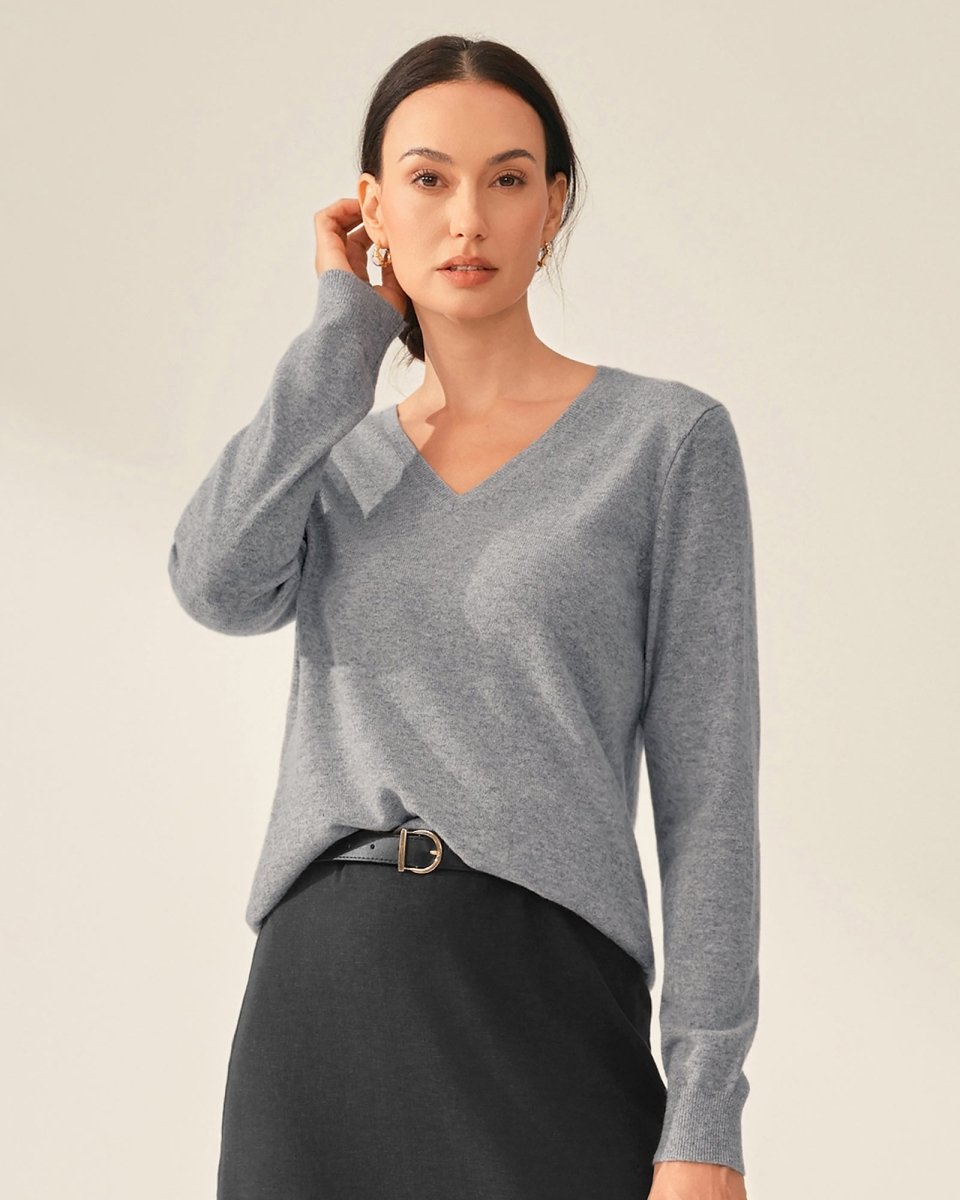 100% Cashmere Classic V - Neck Sweater