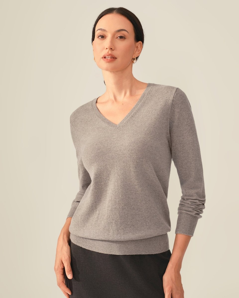 100% Cashmere Classic V - Neck Sweater