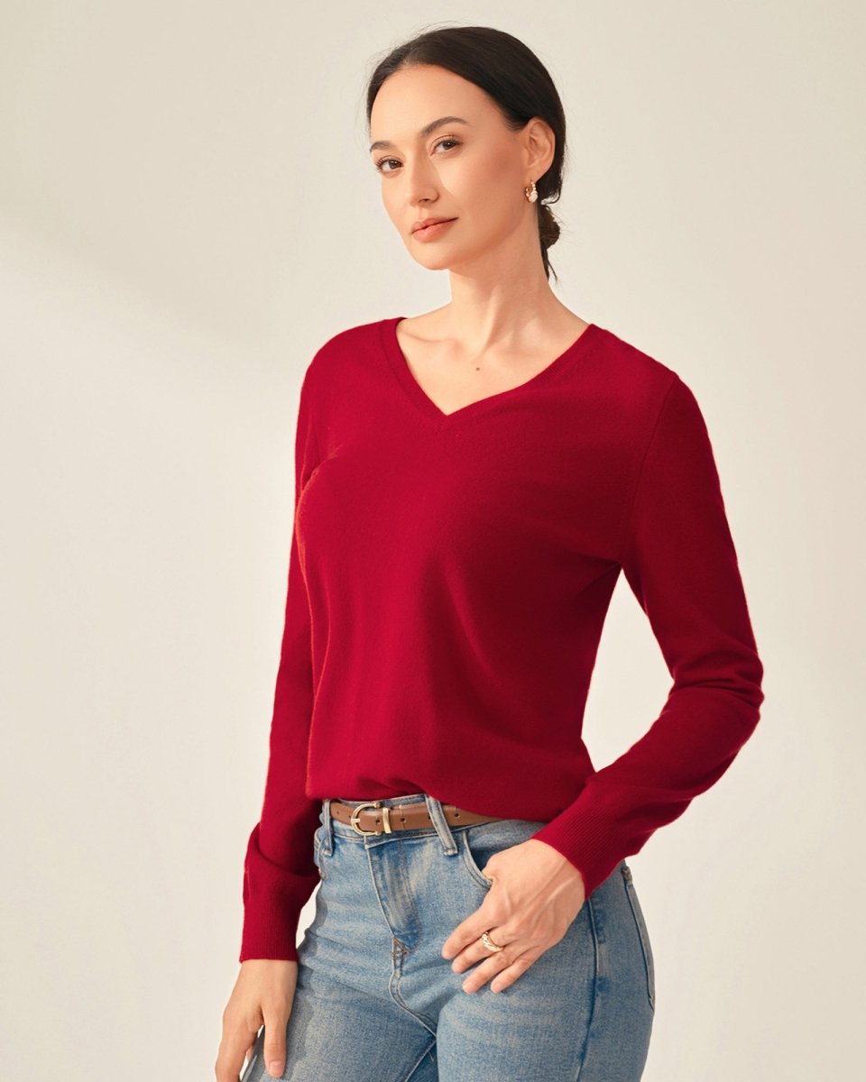 100% Cashmere Classic V - Neck Sweater
