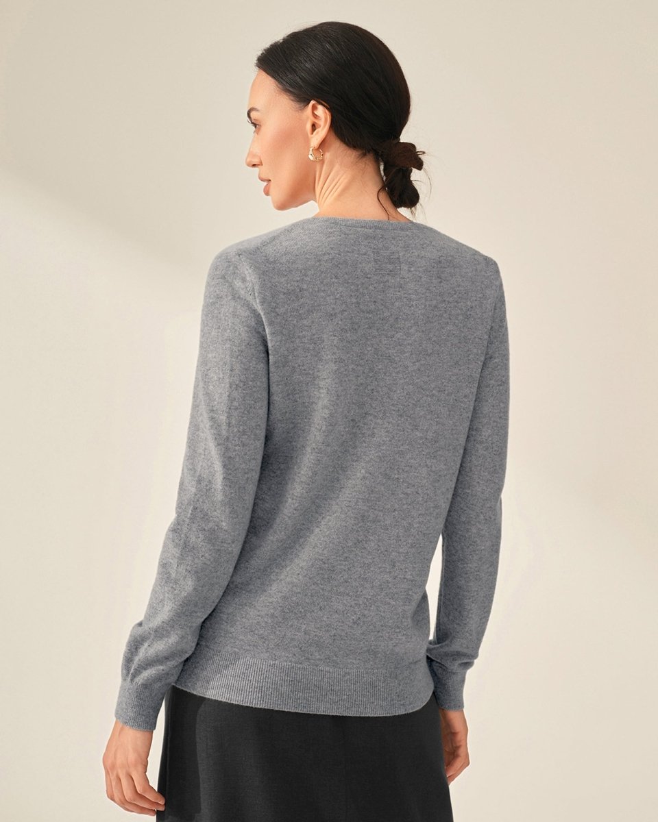 100% Cashmere Classic V - Neck Sweater