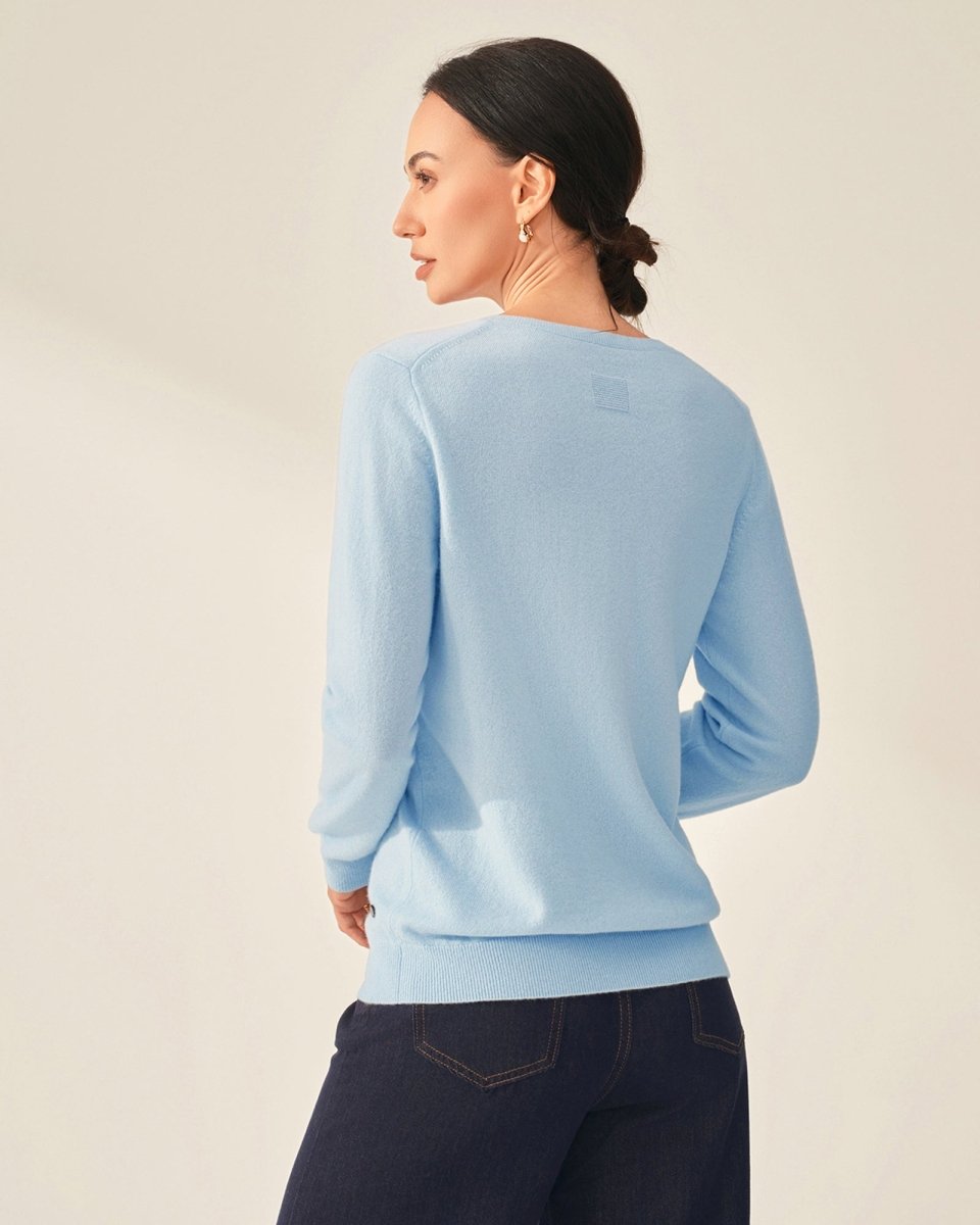 100% Cashmere Classic V - Neck Sweater