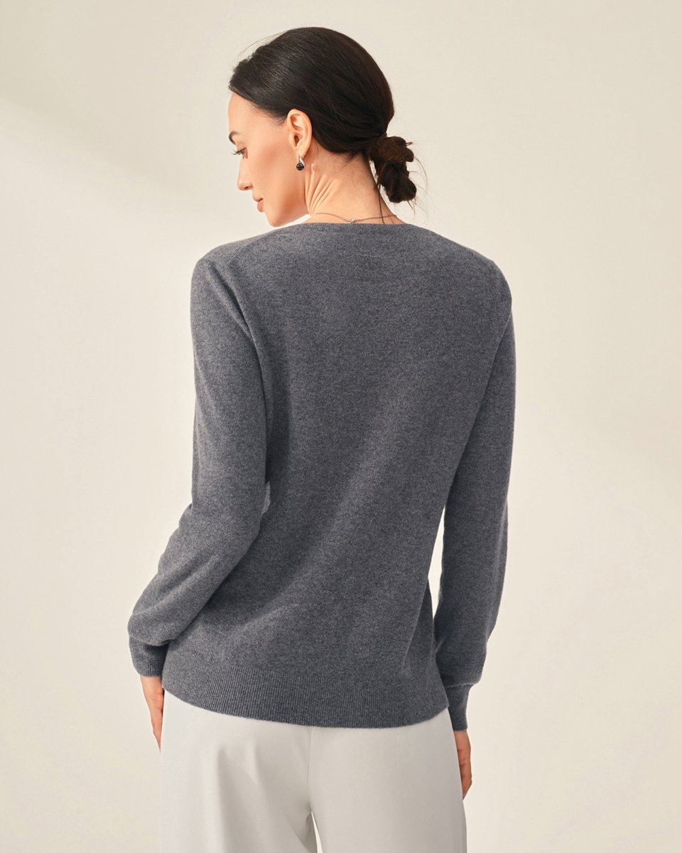 100% Cashmere Classic V - Neck Sweater