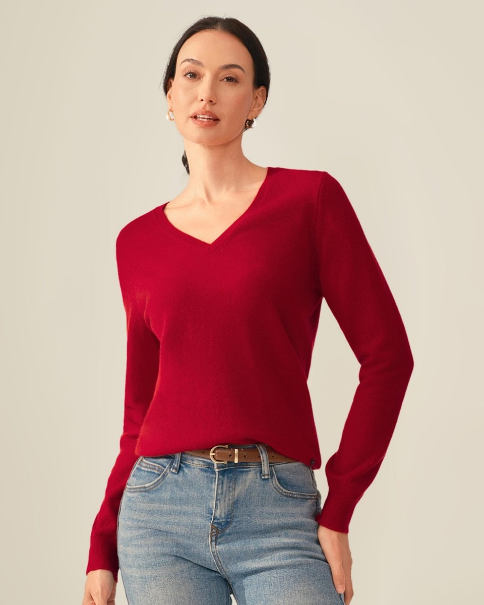 100% Cashmere Classic V - Neck Sweater