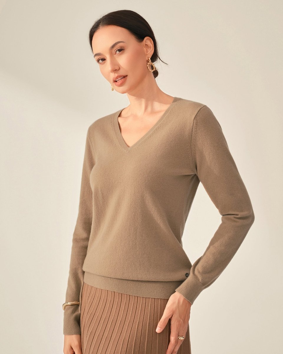 100% Cashmere Classic V - Neck Sweater