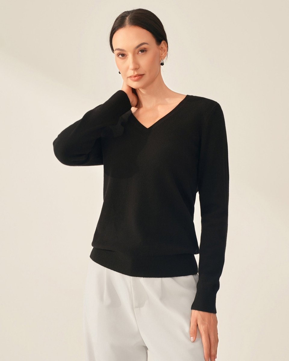 100% Cashmere Classic V - Neck Sweater
