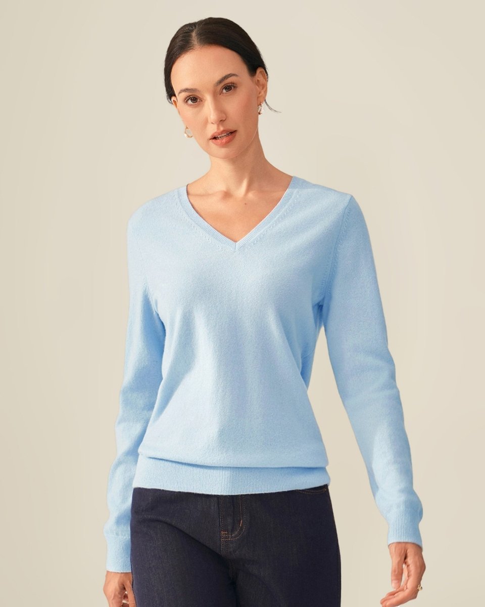 100% Cashmere Classic V - Neck Sweater