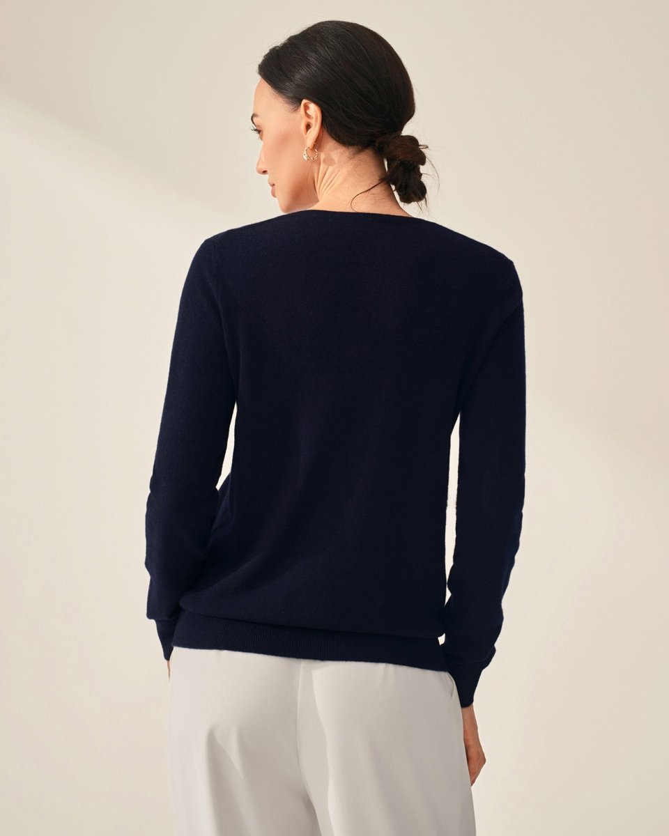 100% Cashmere Classic V - Neck Sweater