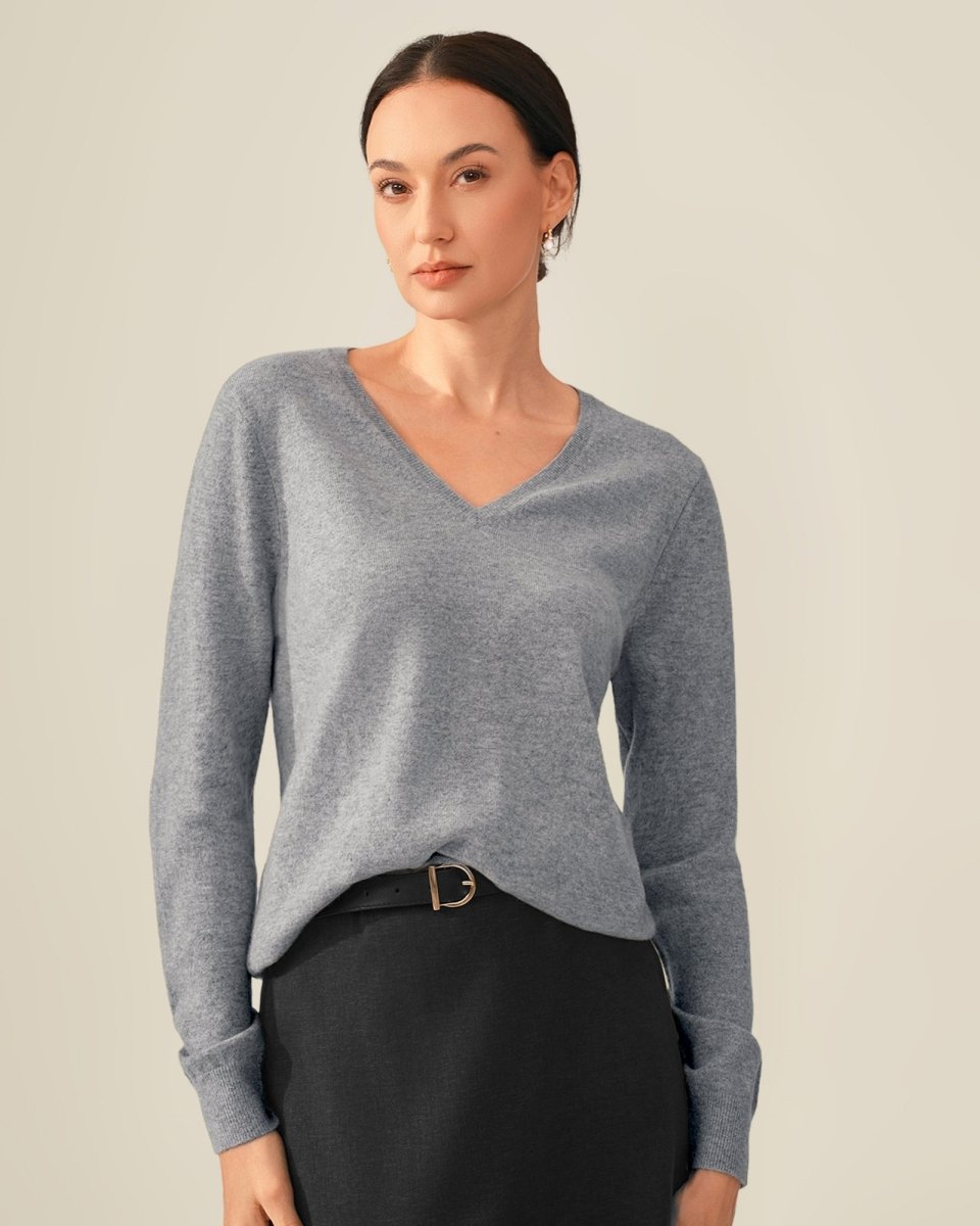 100% Cashmere Classic V - Neck Sweater
