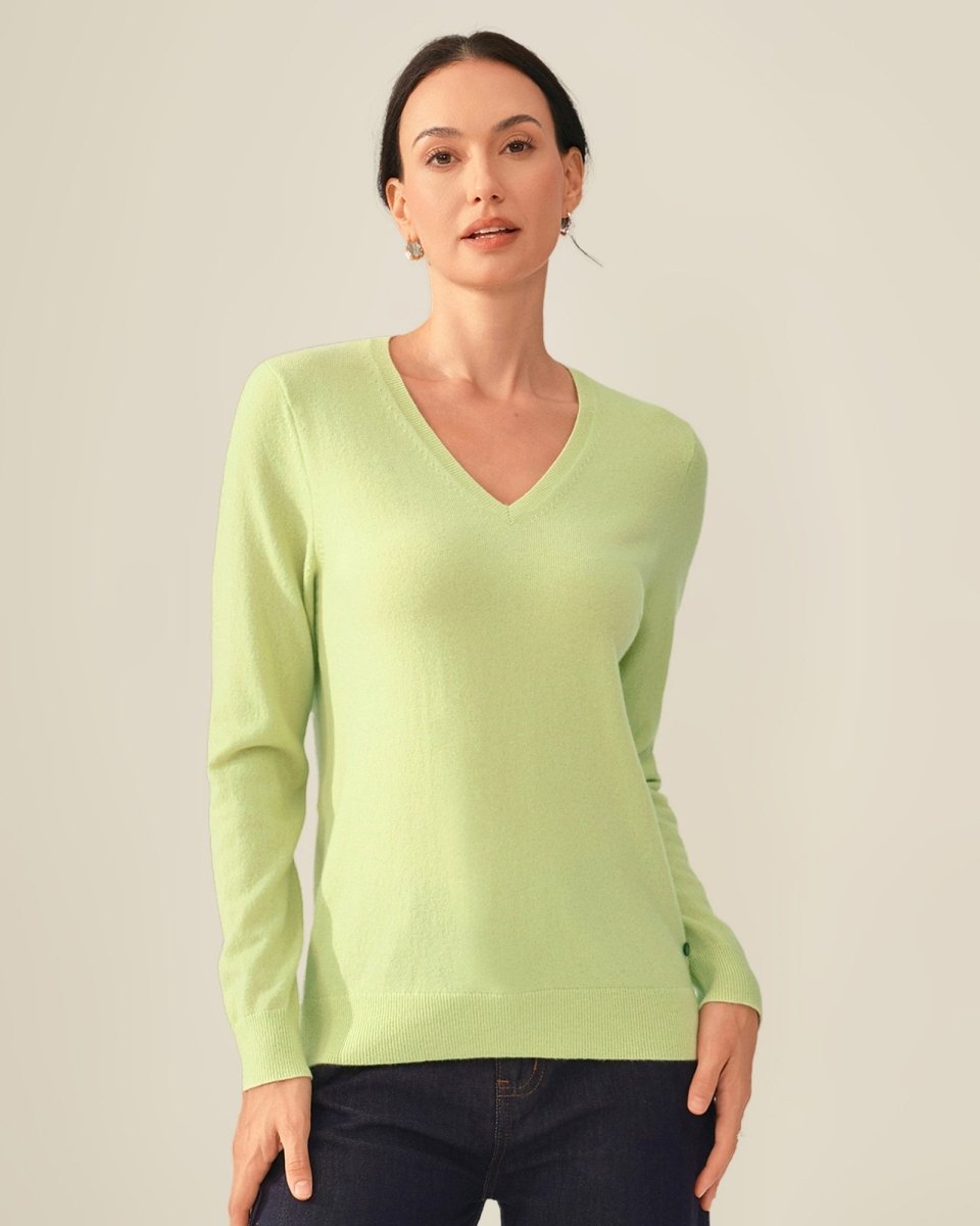 100% Cashmere Classic V - Neck Sweater