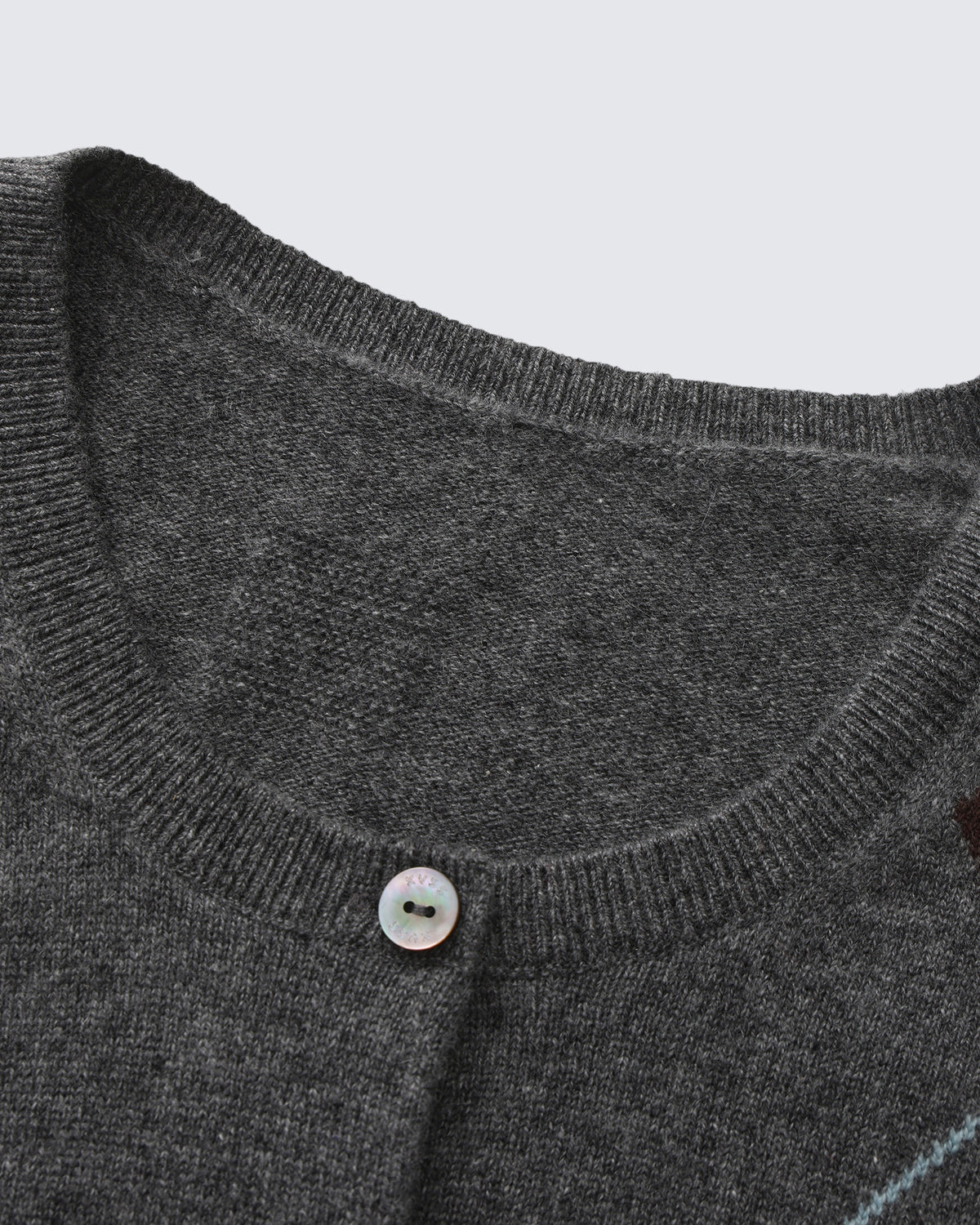 Women's 100% Pure Cashmere Argyle Crew Neck Cardigan