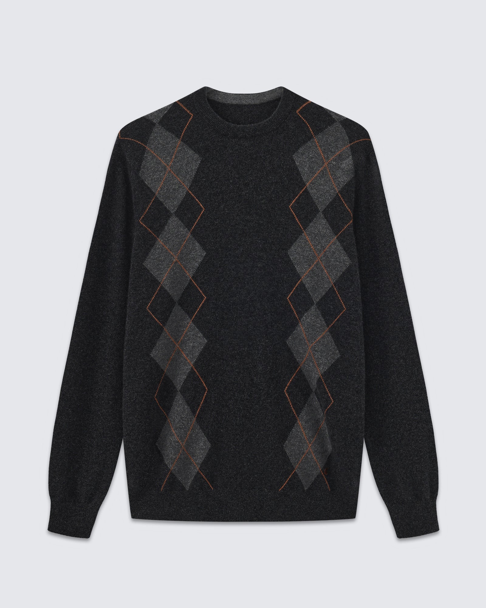 Men's 100% Cashmere Argyle Crew Neck Sweater