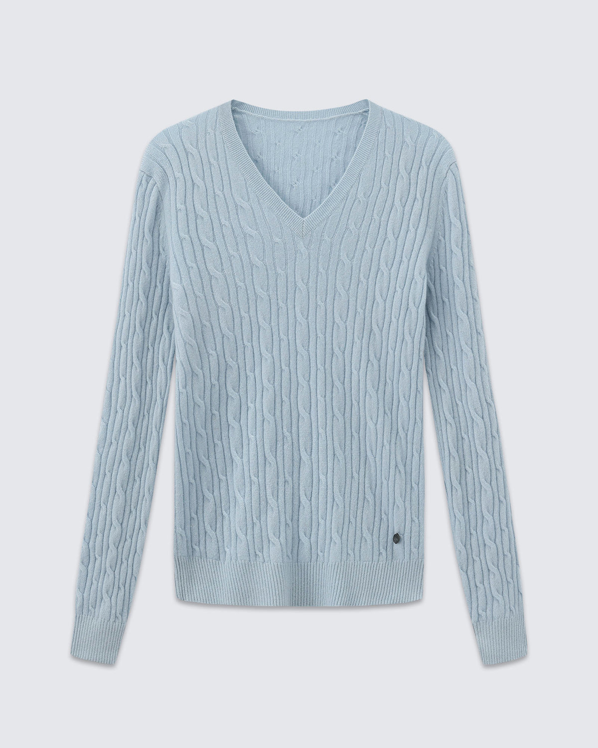 Women's 100% Pure Cashmere Cable Knit V-Neck Sweater