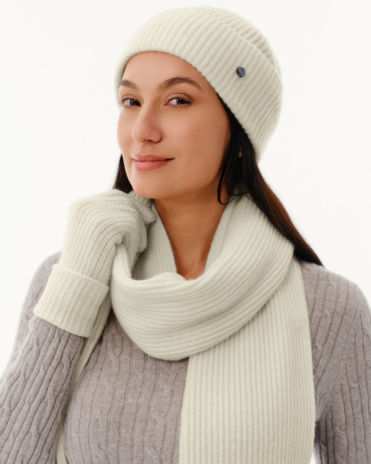 Wool-Cashmere Ribbed Scarf