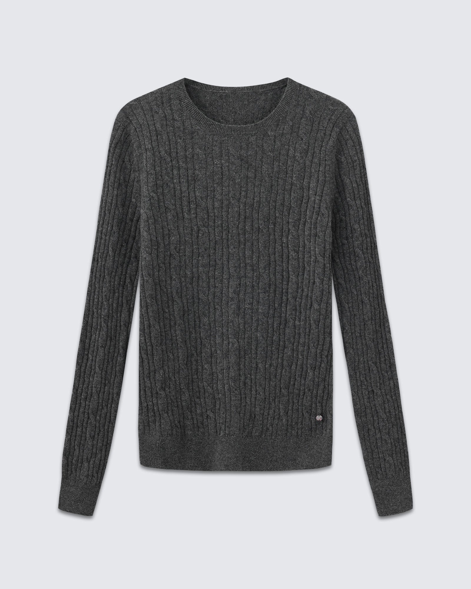 Women's 100% Pure Cashmere Cable Knit Crew Neck Sweater