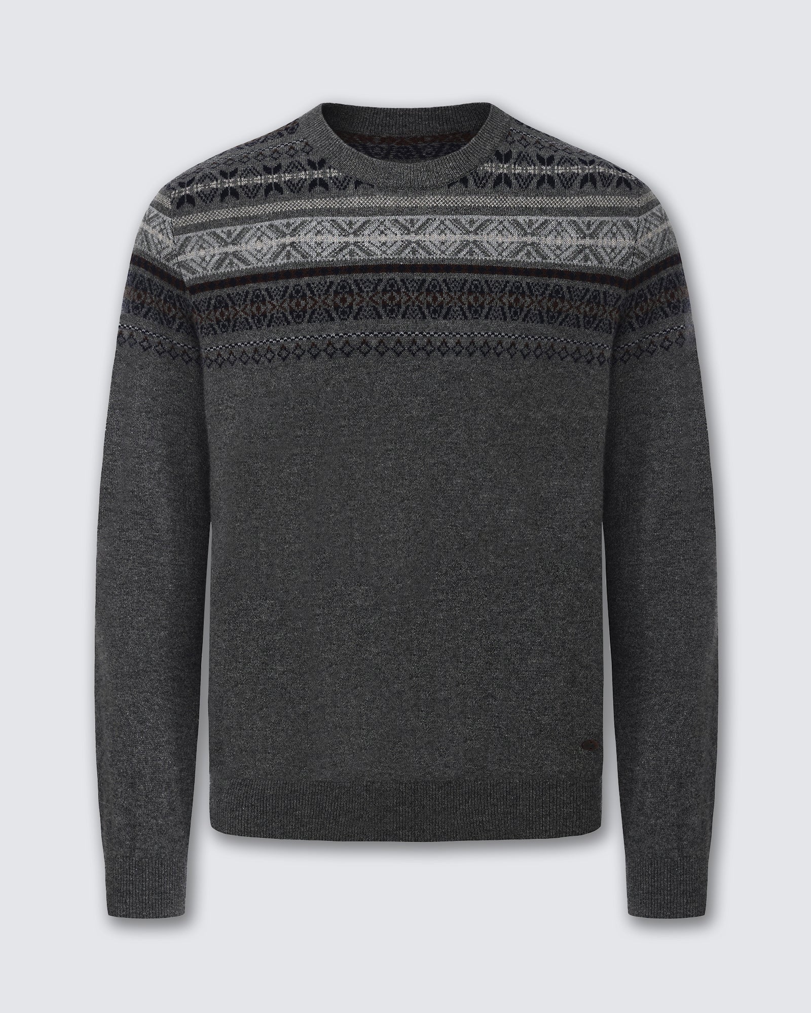 Men's 100% Pure Cashmere Fair Isle Crew Neck Sweater