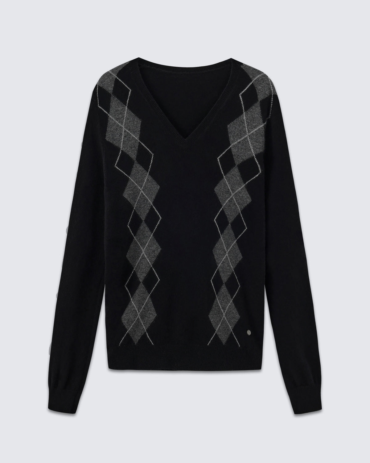 Women's 100% Pure Cashmere Argyle V-Neck Sweater
