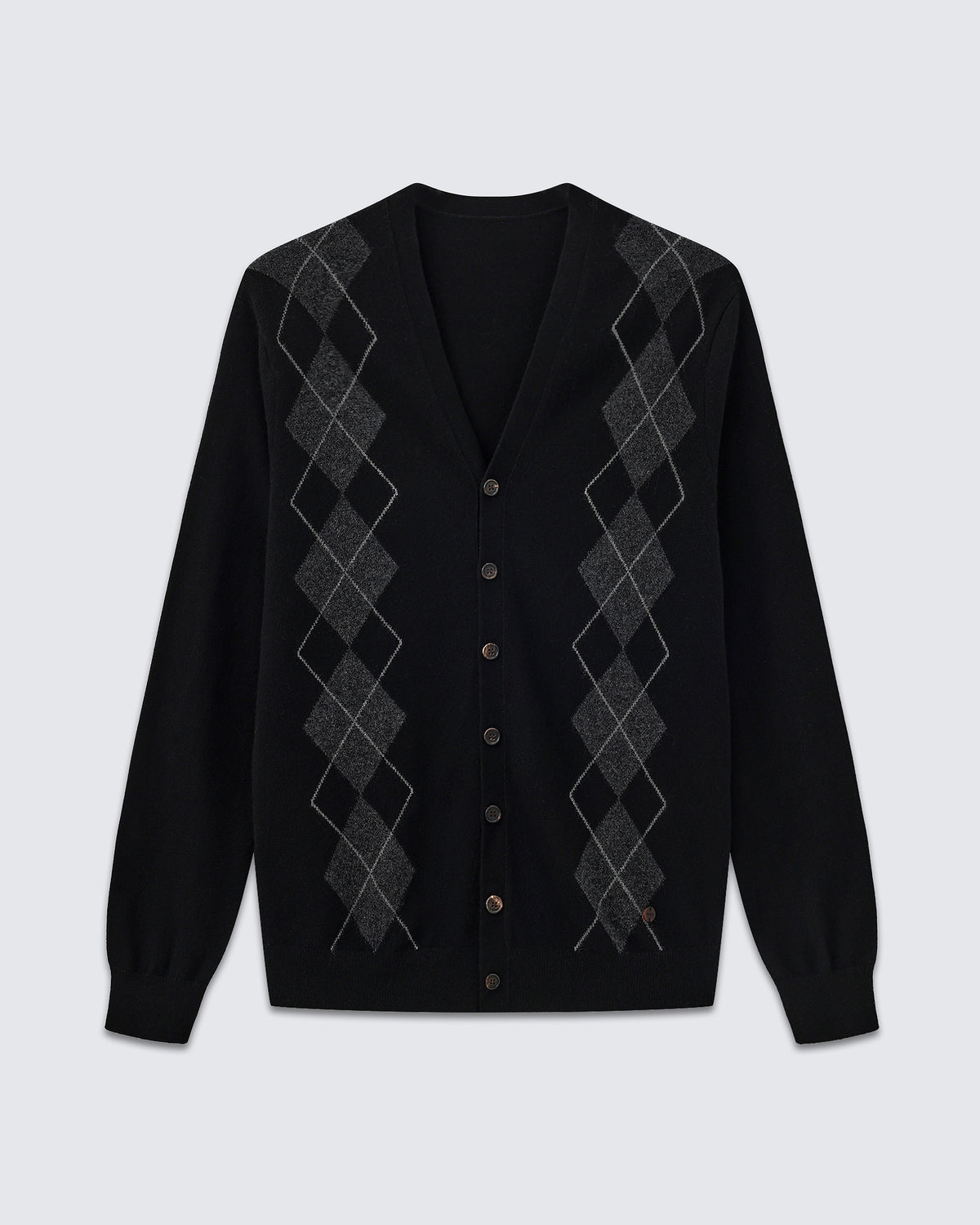 Men's 100% Pure Cashmere Argyle V-Neck Cardigan