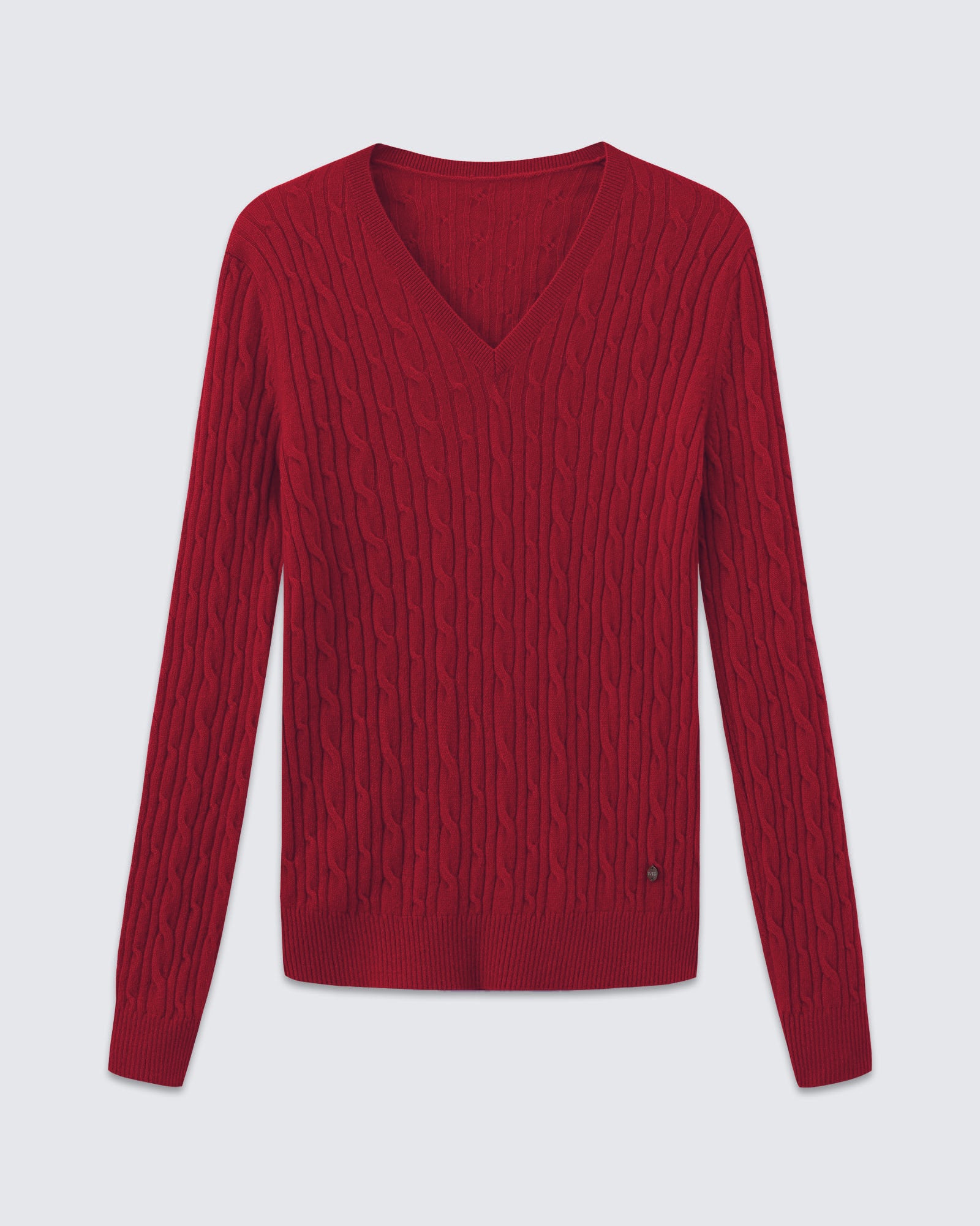 Women's 100% Pure Cashmere Cable Knit V-Neck Sweater