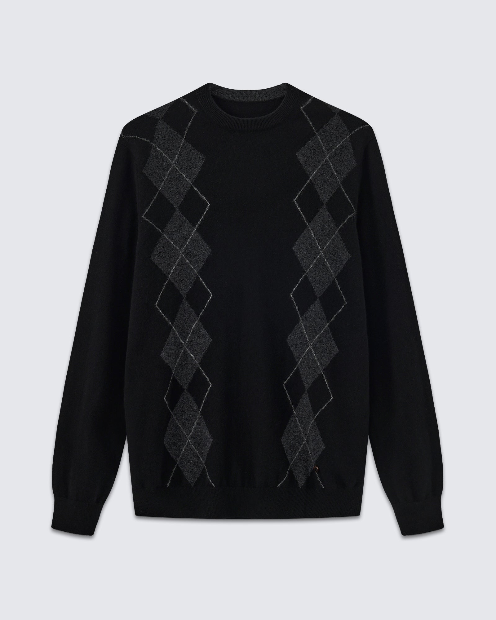 Men's 100% Cashmere Argyle Crew Neck Sweater