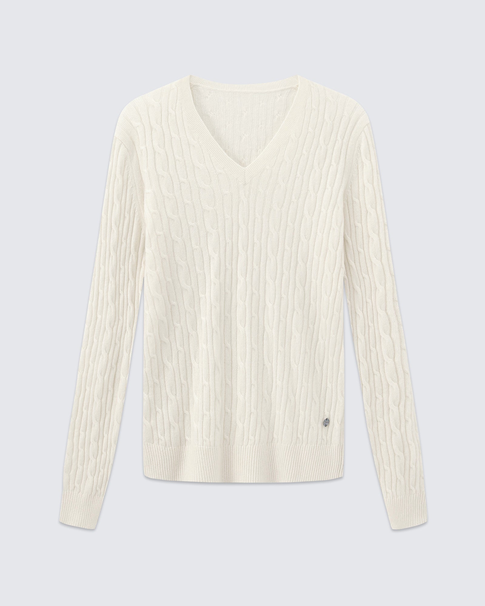 Women's 100% Pure Cashmere Cable Knit V-Neck Sweater