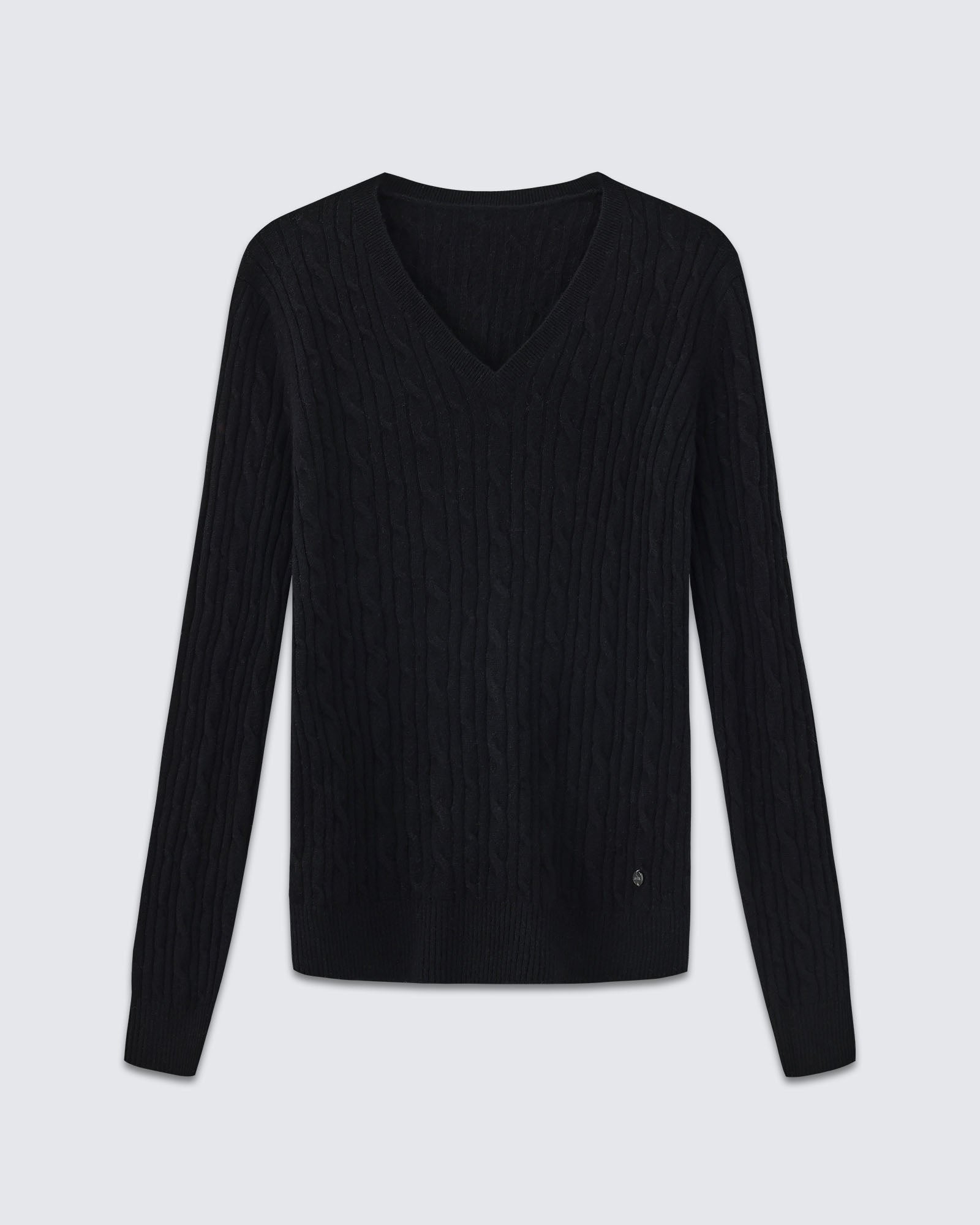 Women's 100% Pure Cashmere Cable Knit V-Neck Sweater