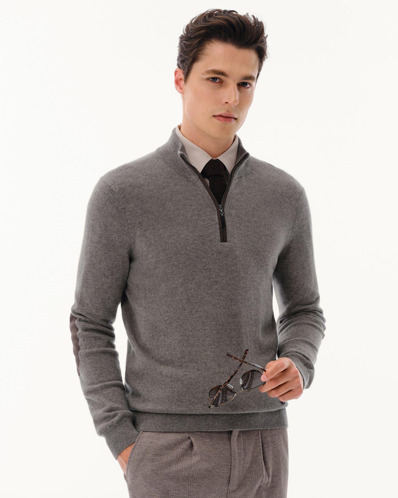 Men's 100% Pure Cashmere Quarter Zip Pullover