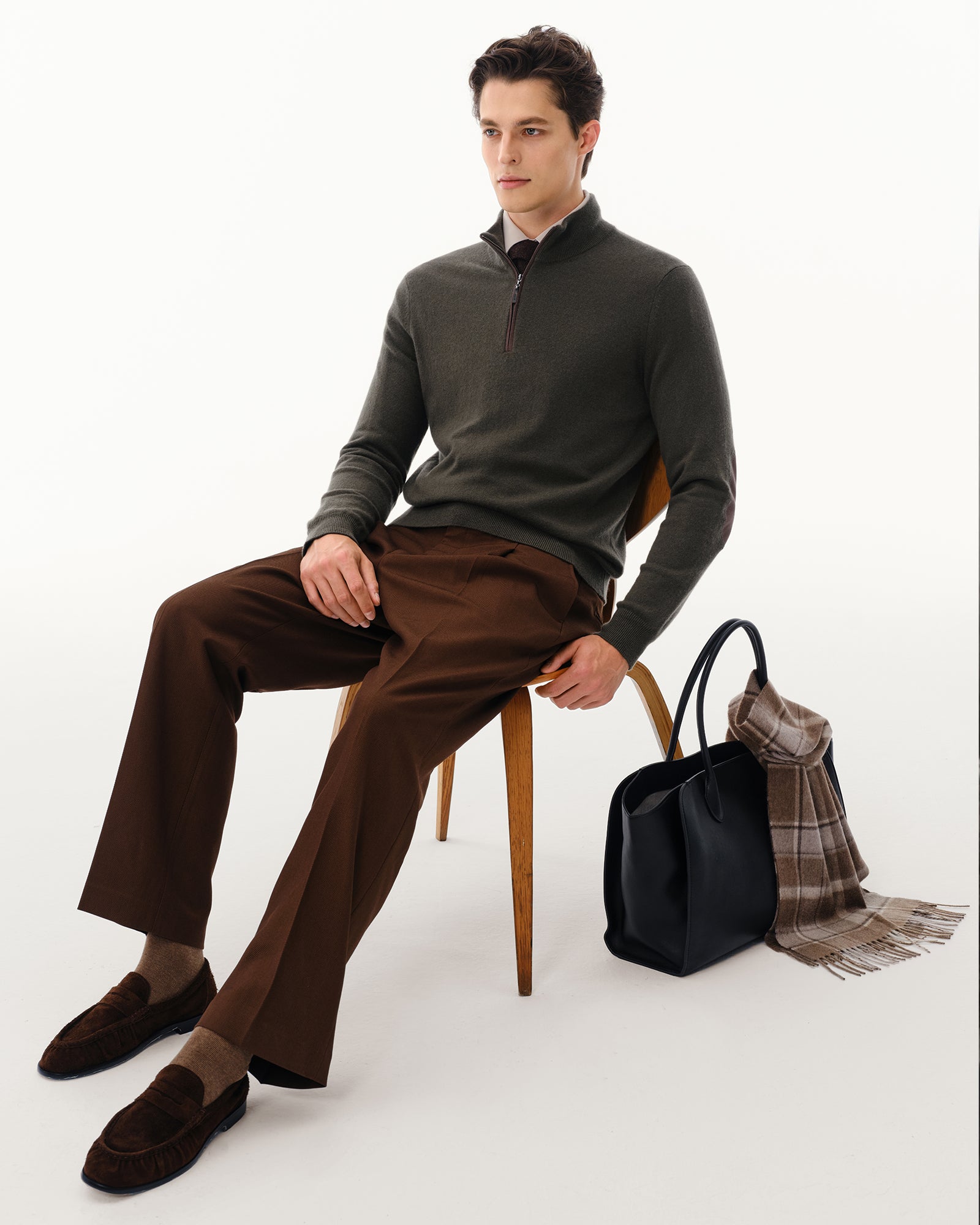 Men's 100% Pure Cashmere Quarter Zip Pullover