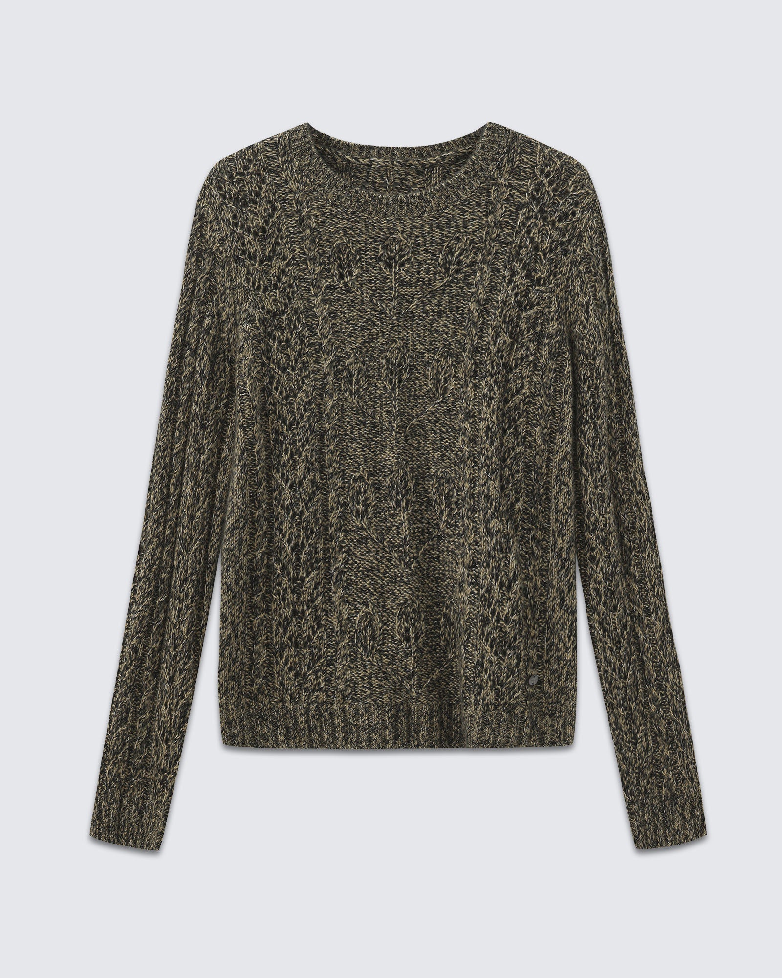 Women's Cashmere Silk Cable Knit Crew Neck Sweater