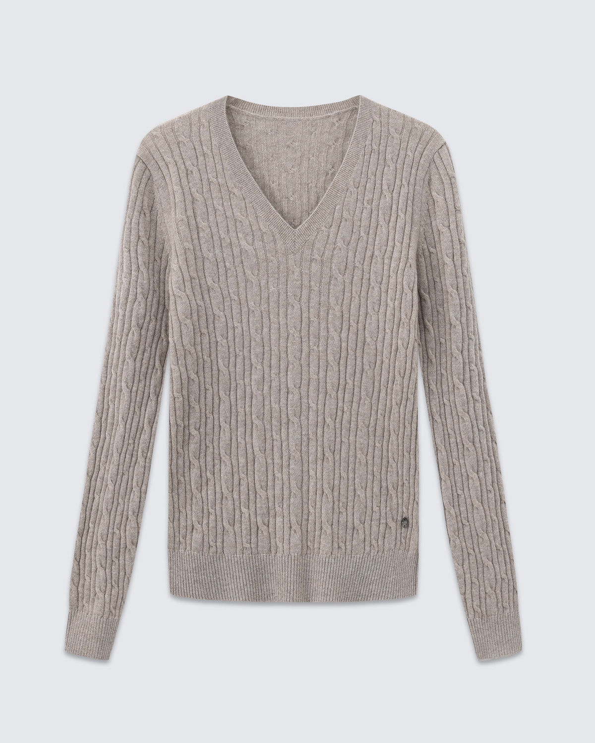 Women's 100% Pure Cashmere Cable Knit V-Neck Sweater