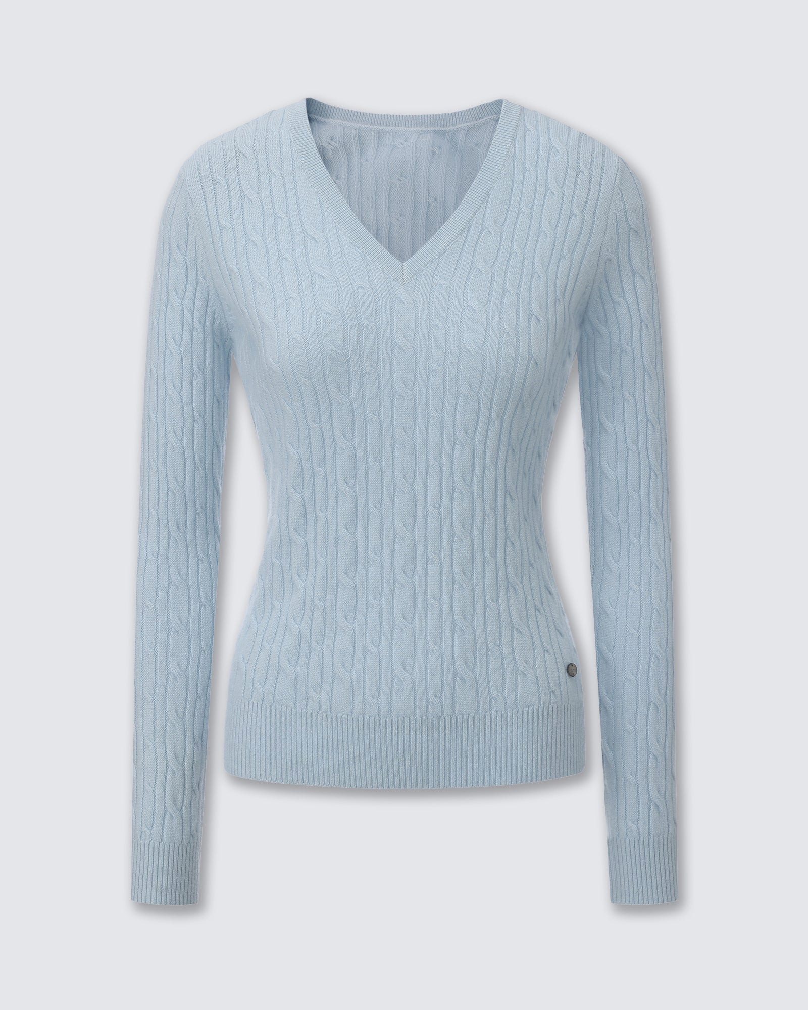Women's 100% Pure Cashmere Cable Knit V-Neck Sweater