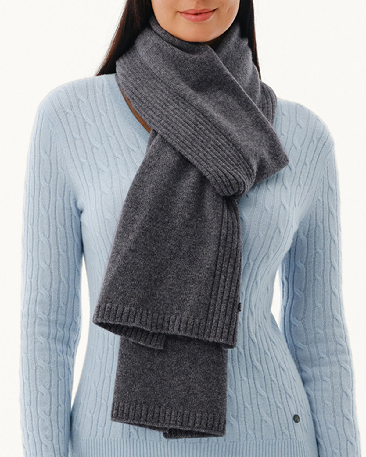 Women's 100% Pure Cashmere Ribbed Scarf