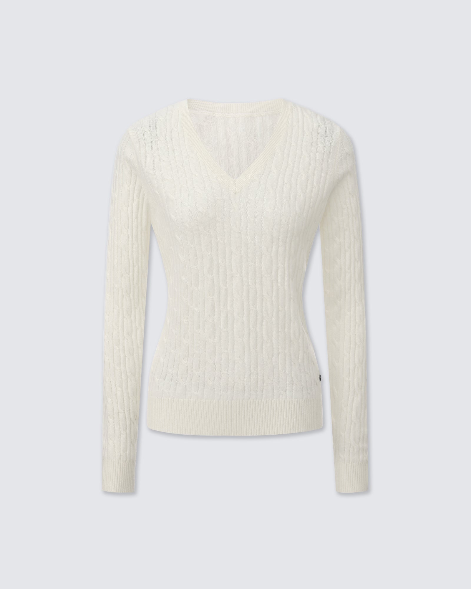 Women's 100% Pure Cashmere Cable Knit V-Neck Sweater