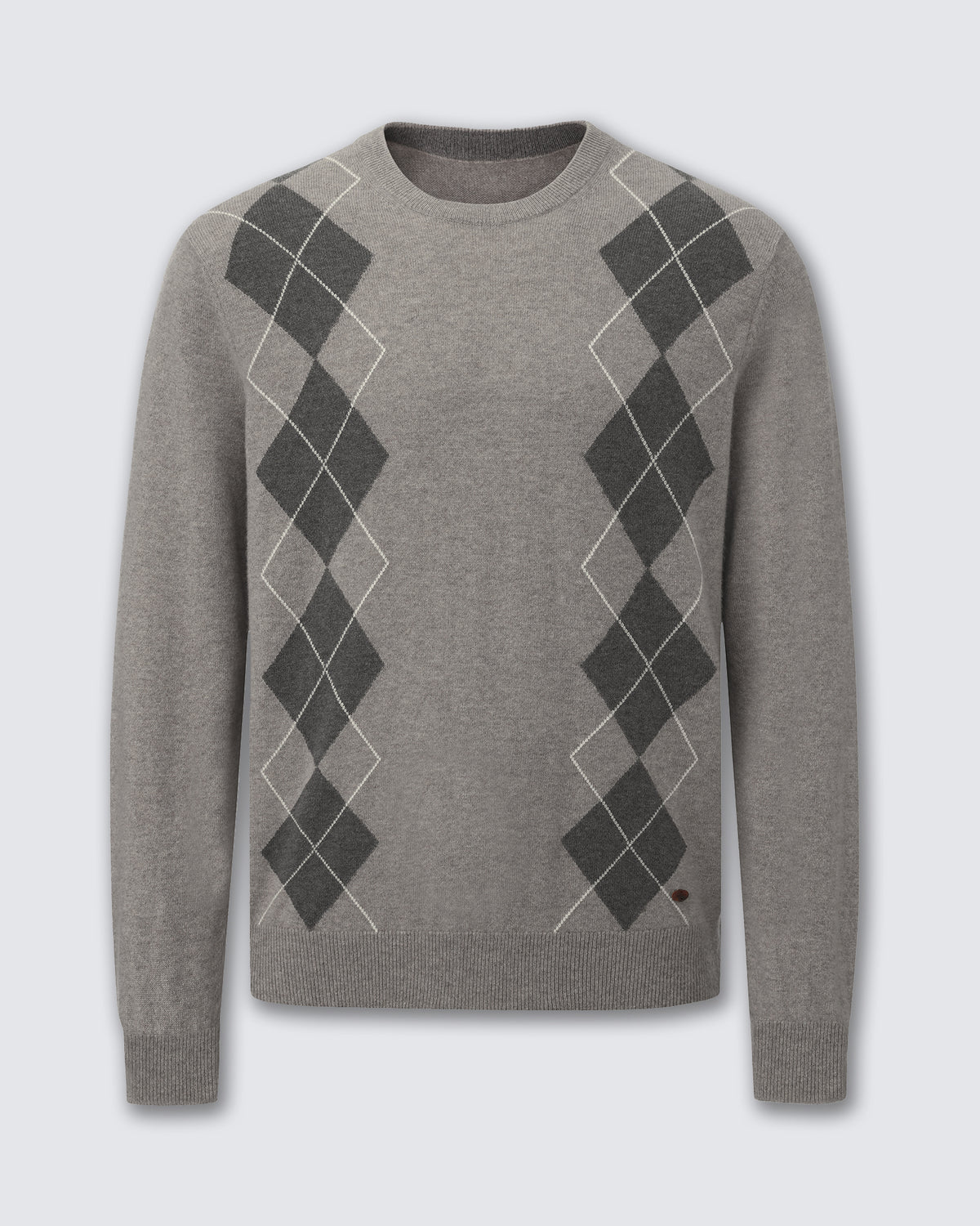 Men's 100% Cashmere Argyle Crew Neck Sweater