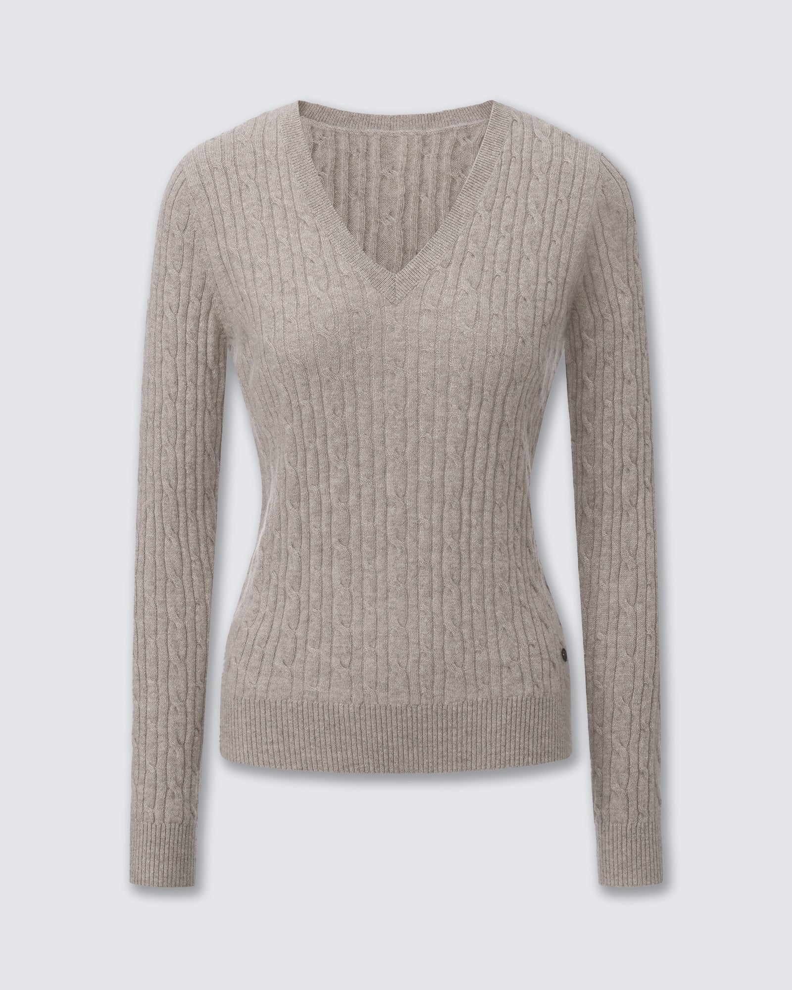 Women's 100% Pure Cashmere Cable Knit V-Neck Sweater