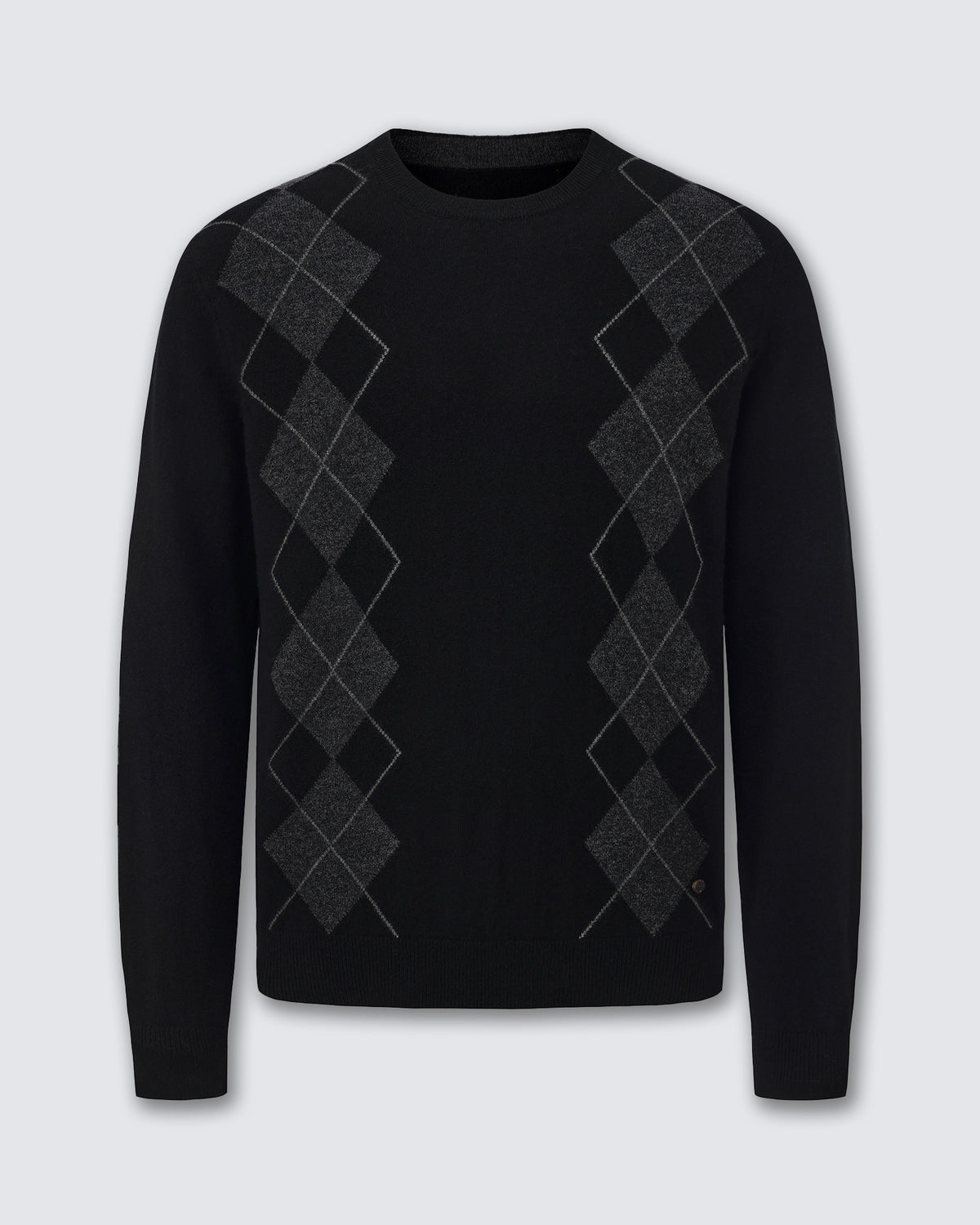 Men's 100% Cashmere Argyle Crew Neck Sweater