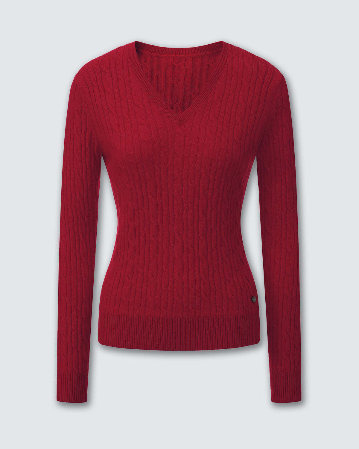 Women's 100% Pure Cashmere Cable Knit V-Neck Sweater